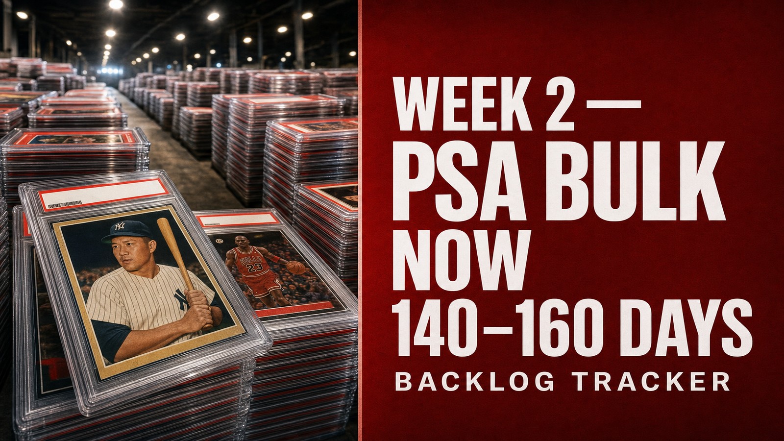 PSA Backlog Week 2: Bulk grading max turnaround now 140 to 160 business days, minimum 50 cards.